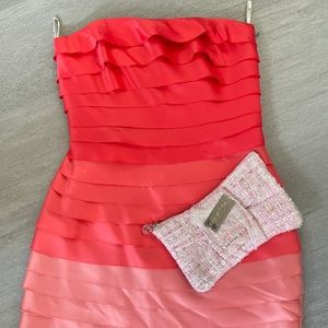 Multi Color Pink Shades Tube Cocktail Dress